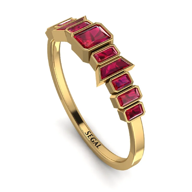 women's rings with sapphire accent -Emerald Ruby Mix Band - Valerie No. 55