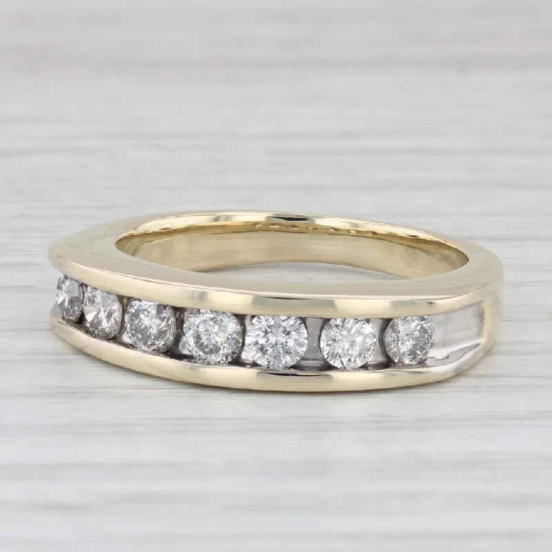 engagement rings with contemporary touch -0.90ctw Diamond Channel Set Wedding Anniversary Band 10k Yellow Gold Size 9.5