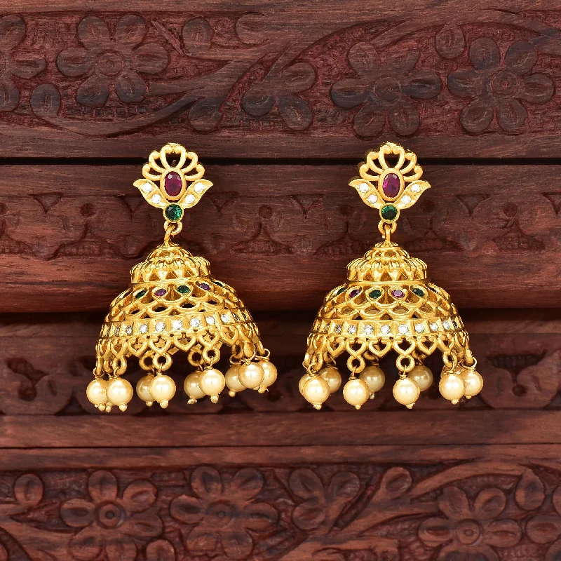 women's earrings with fringe design -Matt Jhumka Earrings