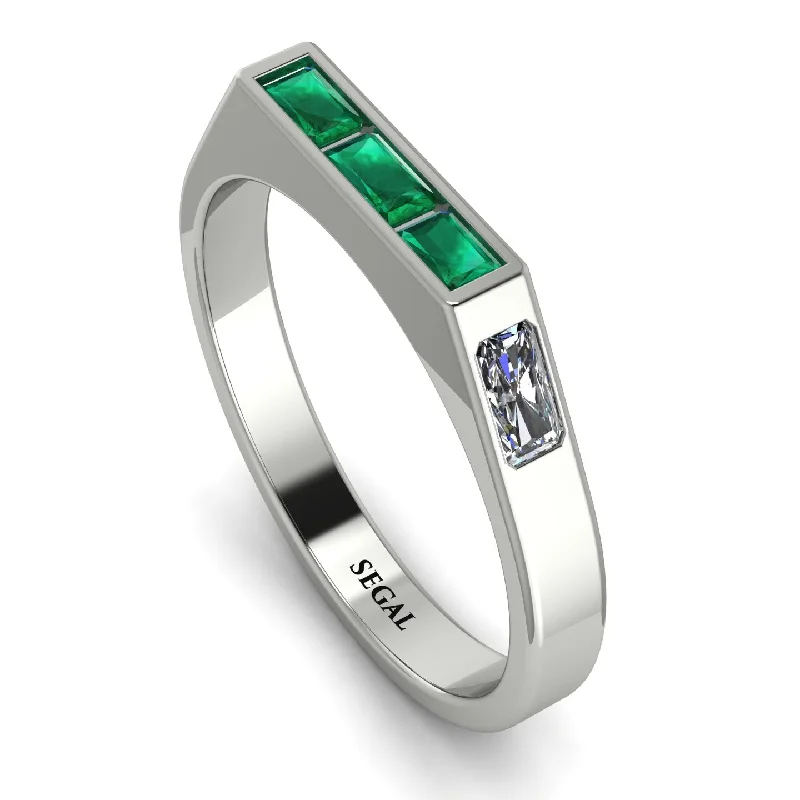 women's rings for everyday wear -Emerald Cut Thin Emerald Signature Ring - Sara No. 6