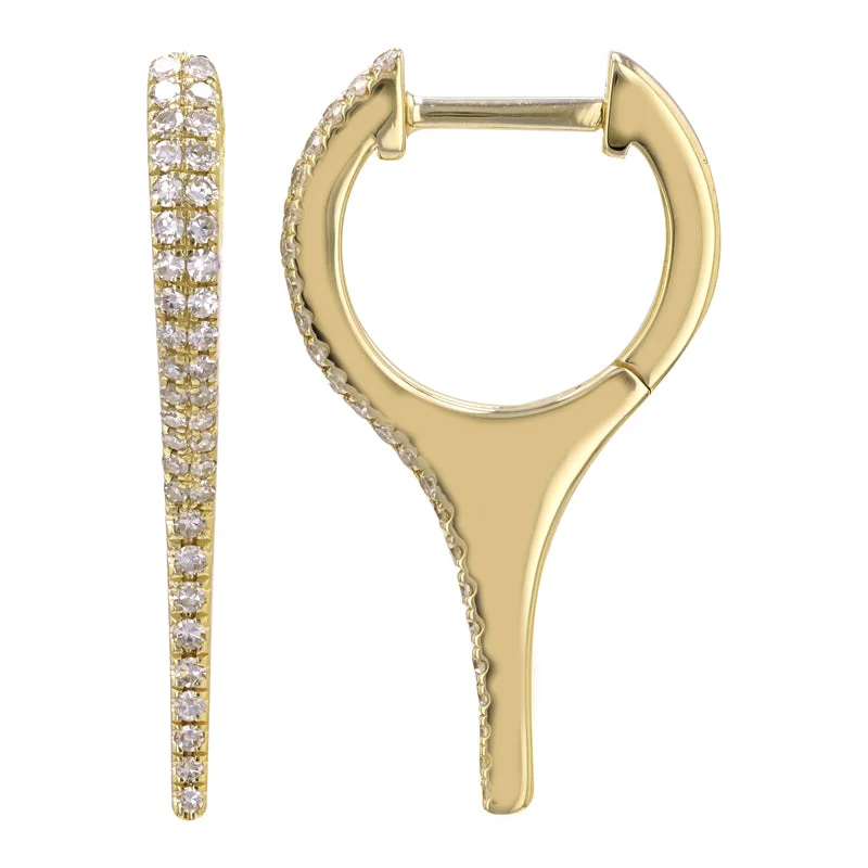 women's earrings pearl stud -14k Yellow Gold Diamond Pointy Huggie Earrings