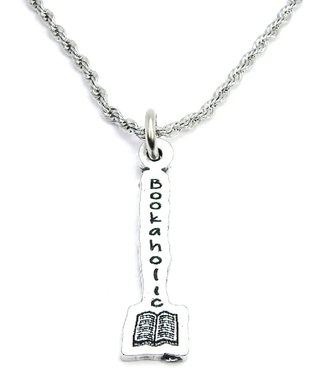 women's necklaces with intricate design -Bookaholic With Book Single Charm Necklace