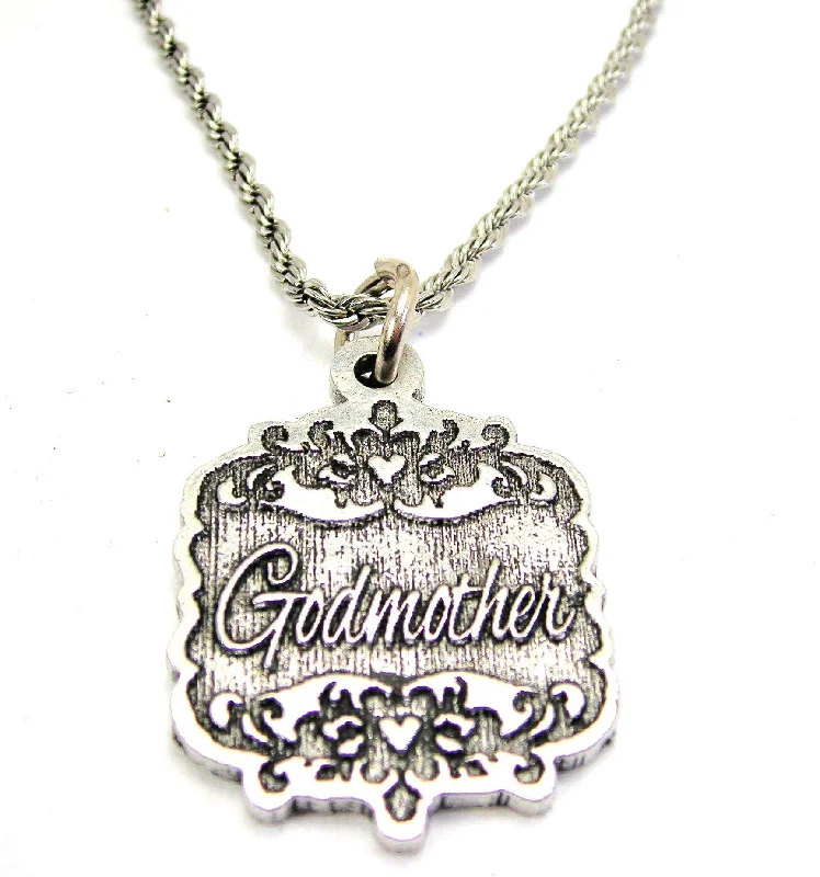 women's necklaces ruby -Godmother Victorian Scroll Single Charm Necklace