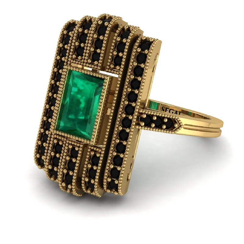 women's rings with unique setting -Unmatched Style Gold Baguette Emerald Ring - Jean No. 34