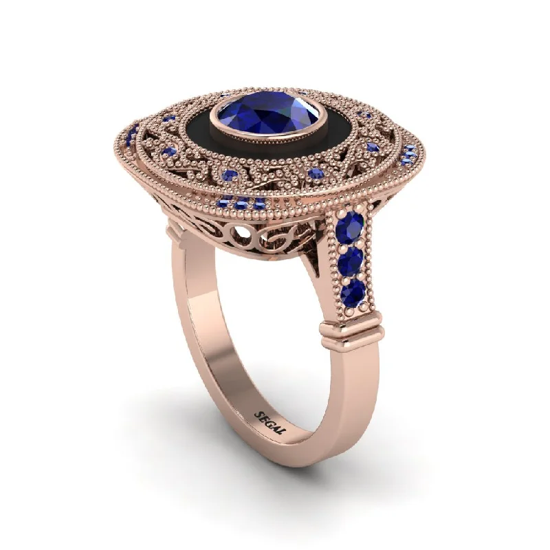 women's rings with three-stone setting -Fancy Art Deco Sapphire Ring - Pauline No. 74