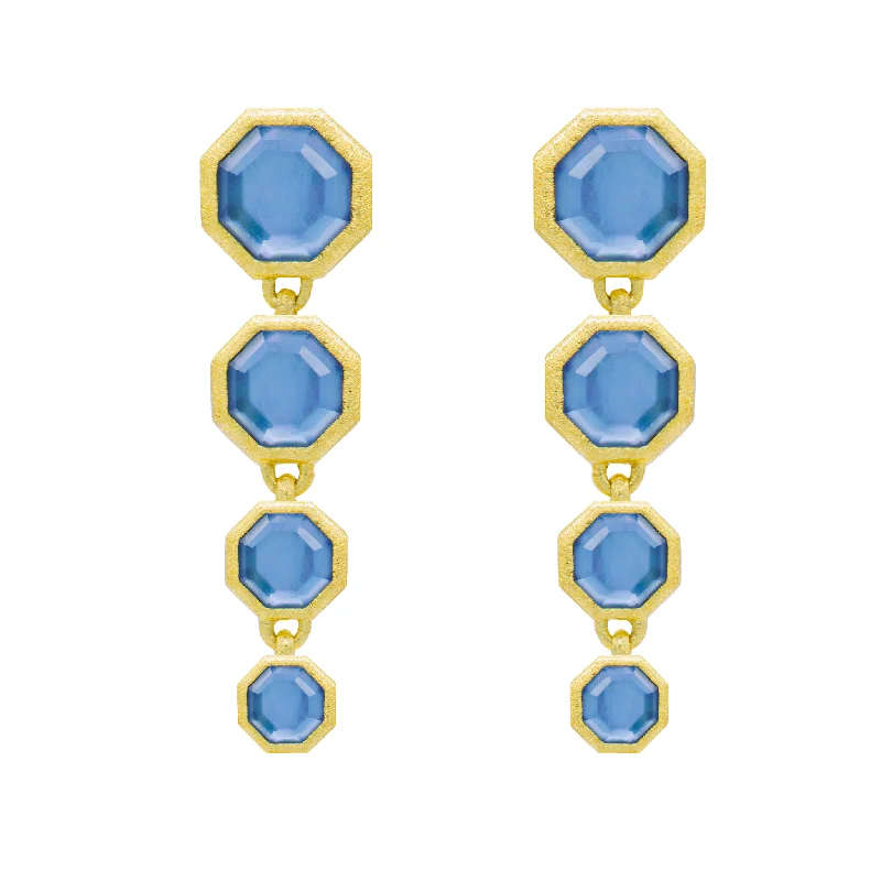 women's earrings with heart-shaped gemstone -Geometric Cascade 4-Stone Earrings