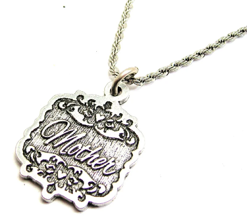 women's necklaces with intricate design -Mother Victorian Scroll Single Charm Necklace