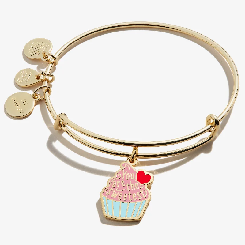 women's bracelets with diamonds -'You are the Sweetest' Cupcake Charm Bangle Bracelet