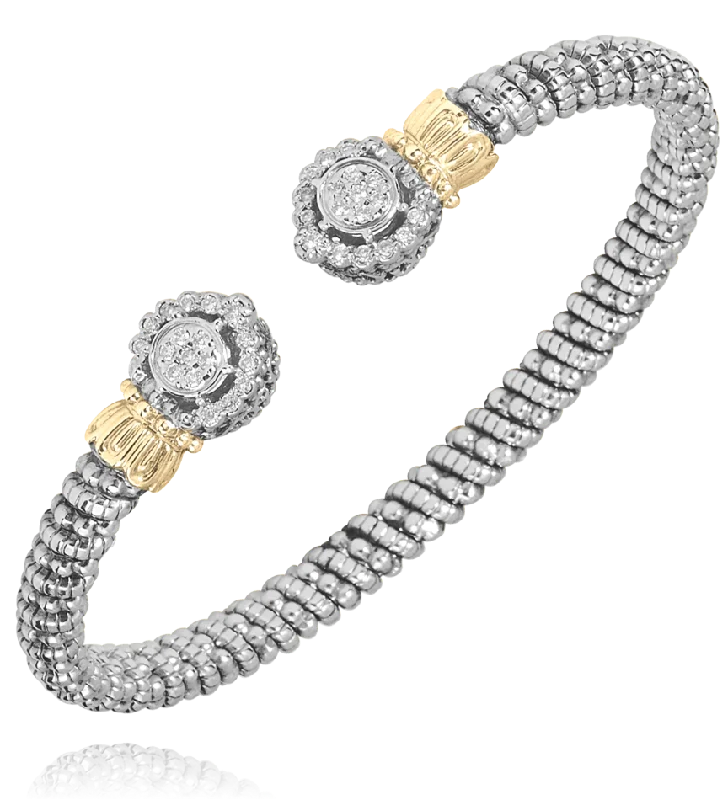 women's bracelets cuff -Vahan - 14K Gold & Sterling Silver, Diamond Bracelet