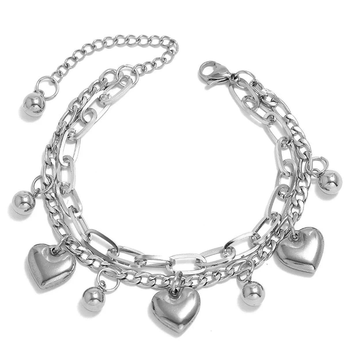 women's bracelets with mixed metals -Novelty Heart Stainless Steel