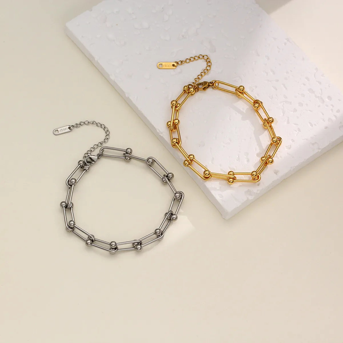 women's bracelets with chain links -Simple Style Solid Color Titanium Steel Plating Gold Plated Bracelets