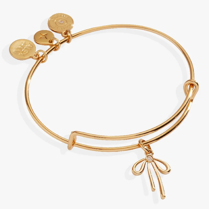 women's bracelets with a modern touch -Bow Charm Bangle