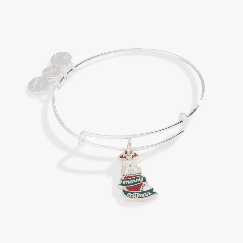 women's bracelets for special occasions -'Merry Catmas' Charm Bangle Bracelet