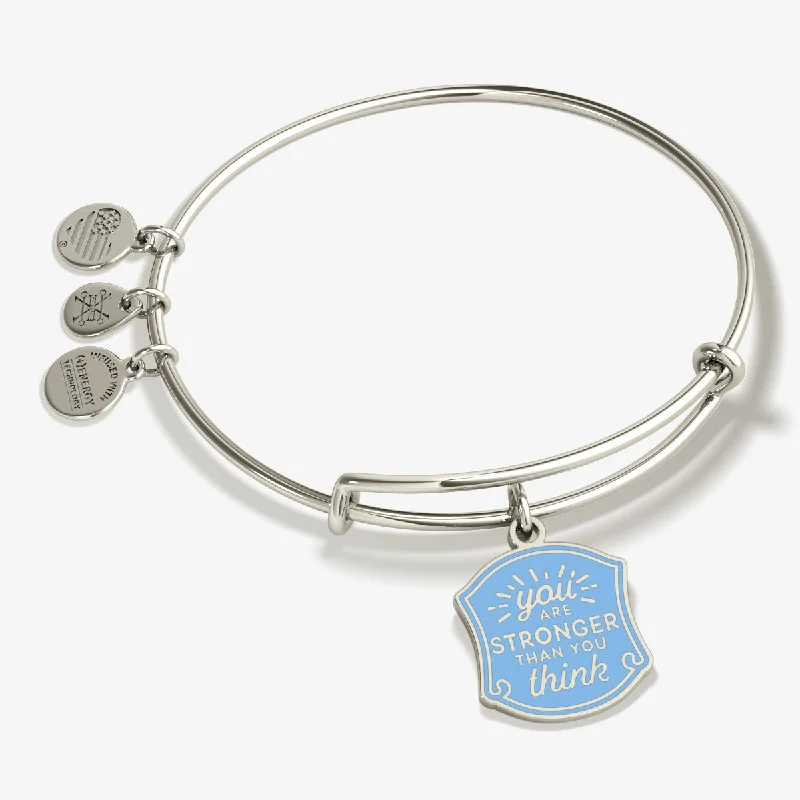 women's bracelets with charms -'You Are Stronger Than You Think' Charm Bangle Bracelet