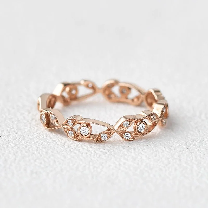 engagement rings with princess cut diamond -Moissanite Cluster Wedding Rose Gold Band