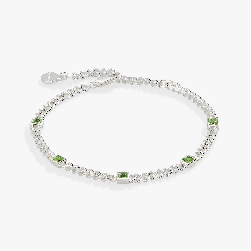 women's bracelets with gemstones -August Birthstone Peridot Curb Chain Bracelet