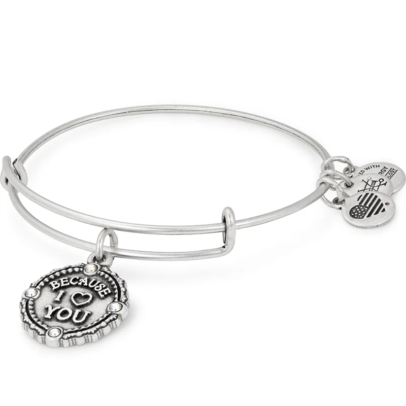 women's bracelets with unique designs -'Because I Love You' Charm Bangle