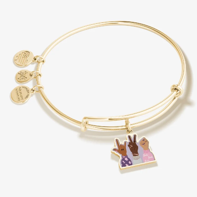 women's bracelets with small stones -Barbie™ 'Better Together' Charm Bangle Bracelet