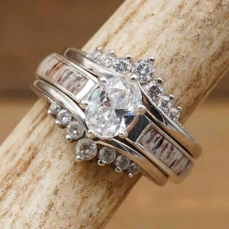 engagement rings with sparkling gemstones -The Grand Adair Wishbone Wedding Set