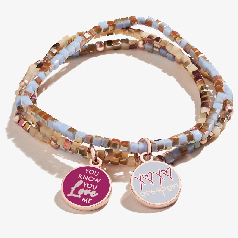 women's bracelets gold -Gossip Girl 'You Know You Love Me' Stretch Bracelets, Set of 3