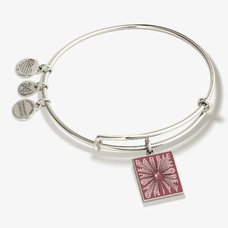 women's bracelets with sparkling diamonds -Barbie™ 'Hope, Unity, Love' Charm Bangle Bracelet