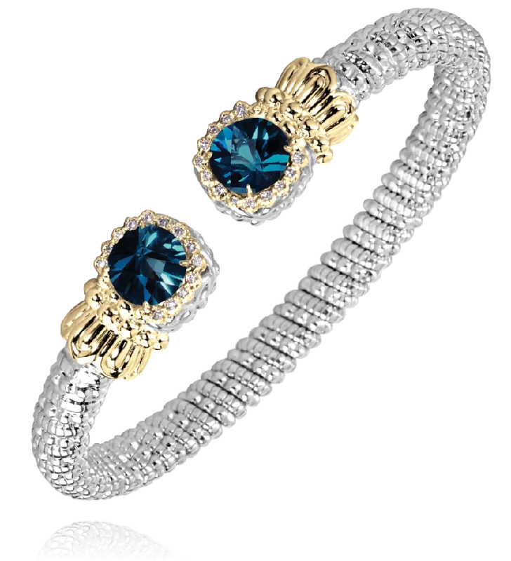 women's bracelets diamond -Vahan - 14K Gold & Sterling Silver, London Blue Topaz Bracelet