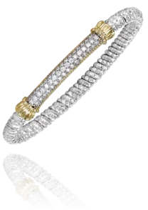 women's bracelets modern style -Vahan - 14K Gold & Sterling Silver, Diamond Bracelet