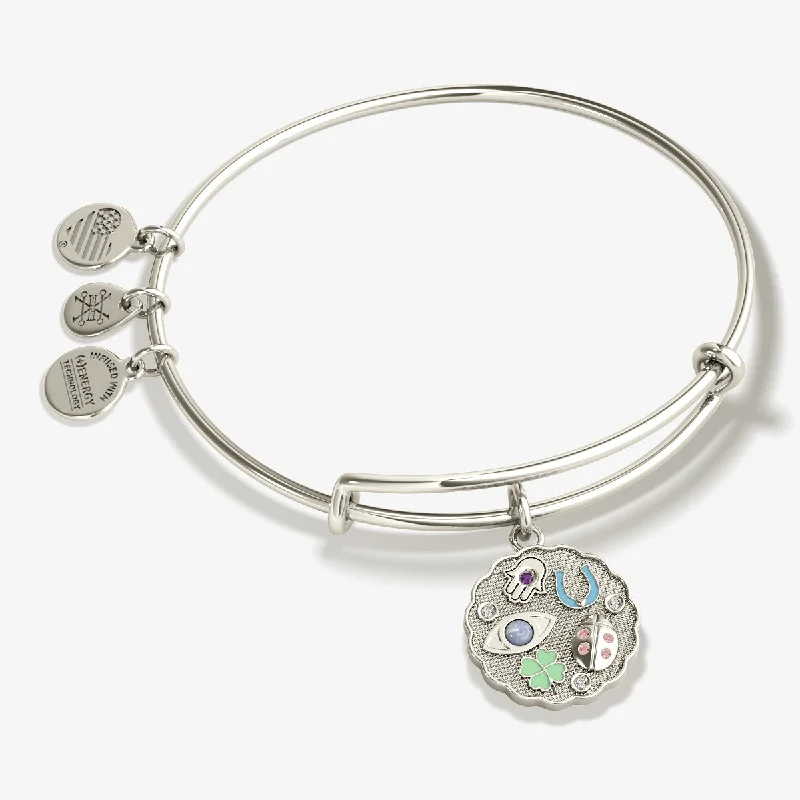 women's bracelets engraved -Abundant Blessings Charm Bangle Bracelet