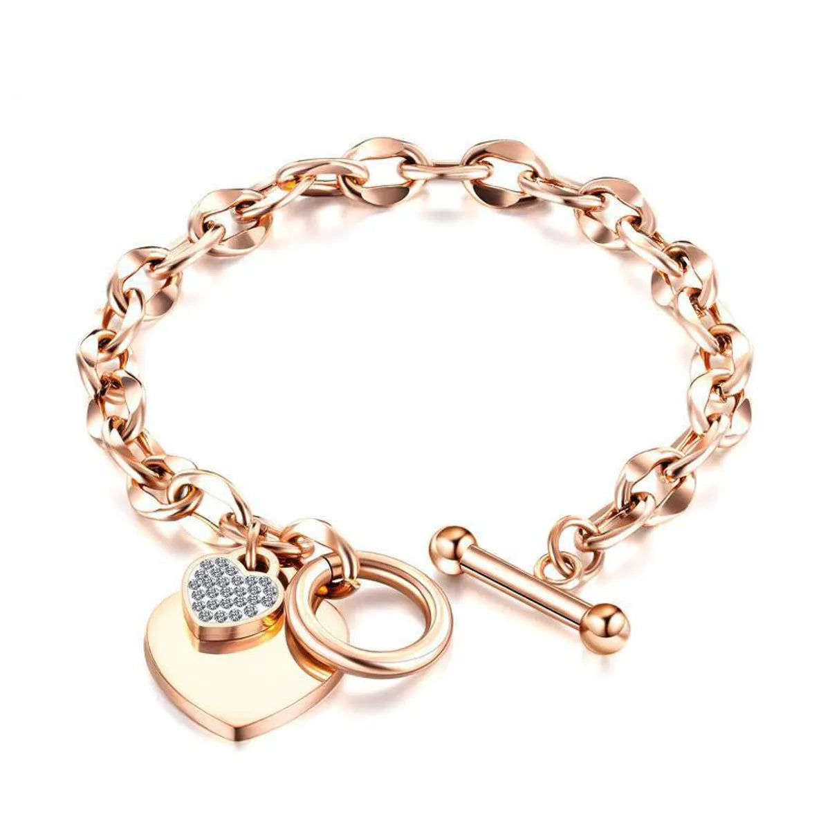 women's bracelets with floral design -New Fashion Love Stainless Steel Bracelet Rose Gold Plated Diamond Jewelry Ot Buckle Titanium Steel Bracelet