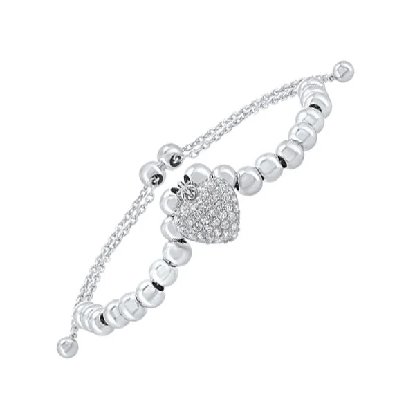 women's bracelets with chain link detail -Sterling Silver Heart Bolo Bracelet