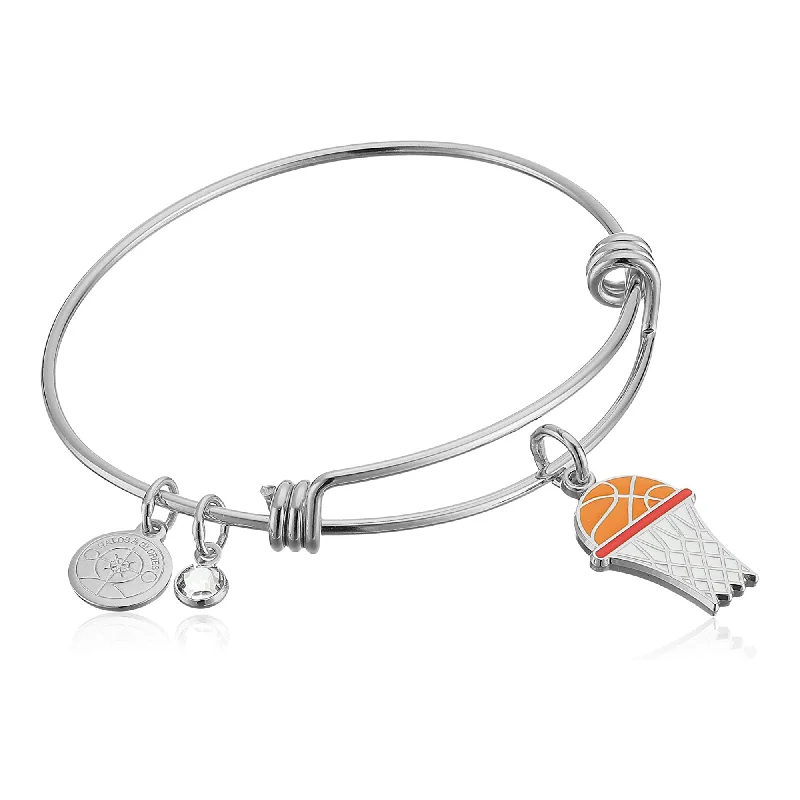 women's bracelets with braided band -Basketball Charm Bangle Bracelet, Halos & Glories