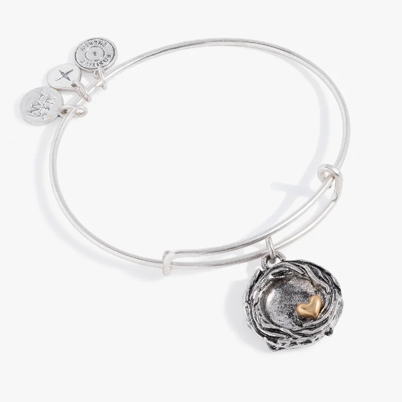 women's bracelets with diamond accents -Bird’s Nest Charm Bangle