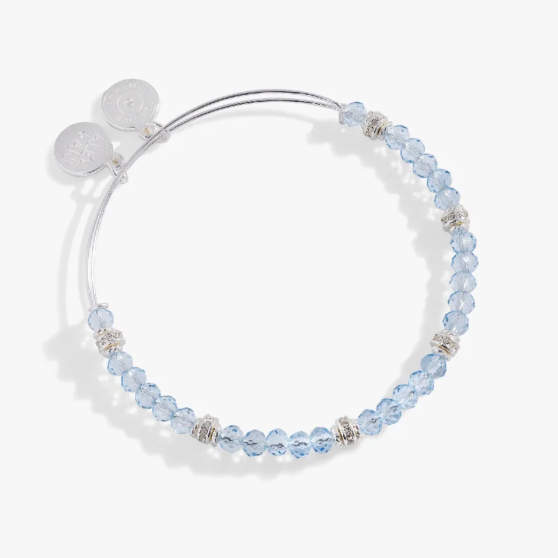 women's bracelets with luxury diamonds -Blue Crystal Beaded Bangle