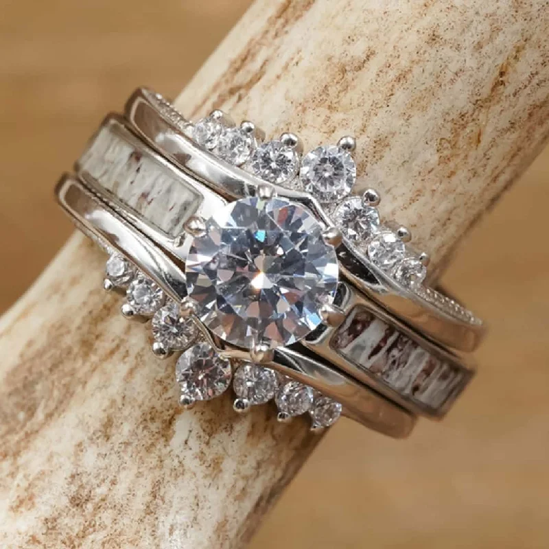 engagement rings with simple gemstone -The Grand Cascade Wishbone Wedding Set