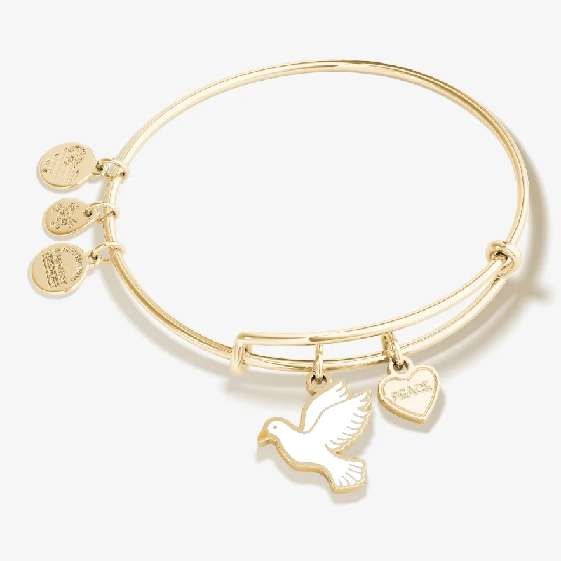 women's bracelets with adjustable clasp -'Peace' Dove Duo Charm Bangle Bracelet