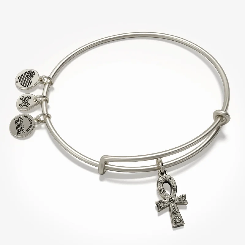 women's bracelets stacked bangles -Ankh Charm Bangle Bracelet