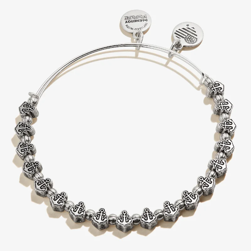 women's bracelets with hearts -Anchor Beaded Bangle