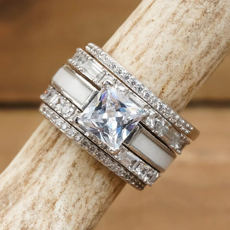 engagement rings platinum -The Snow Creek Wedding Set