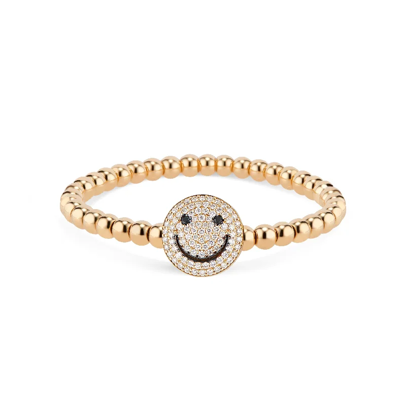 women's bracelets with unique designs -Diamond Smiley Face Bracelet