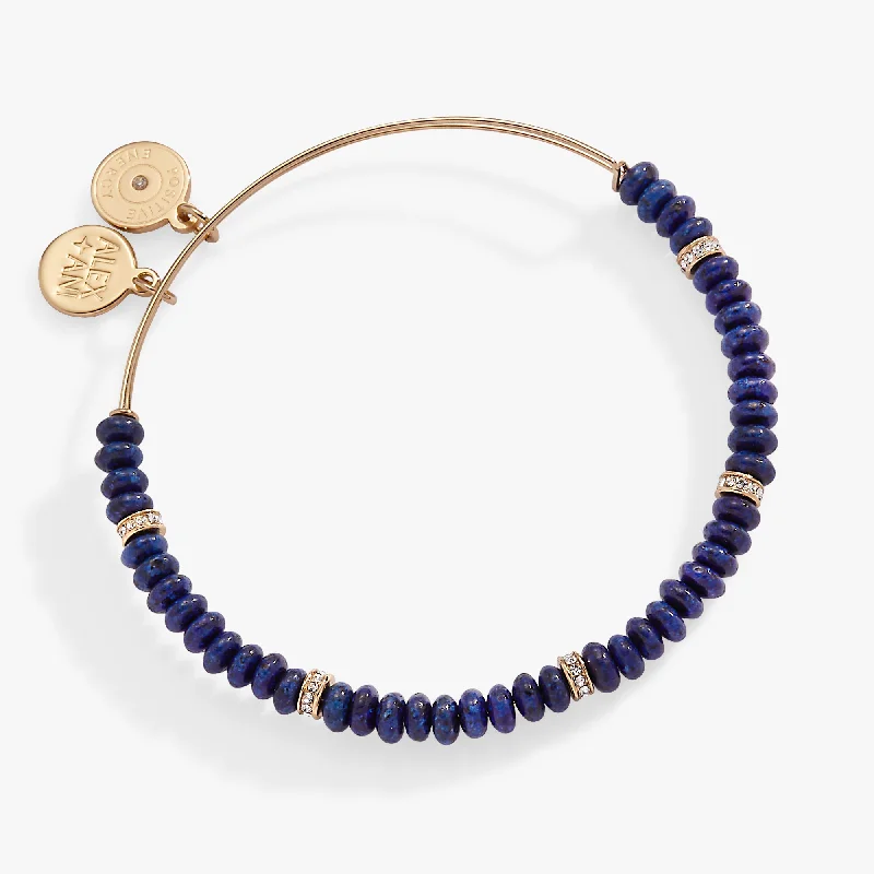 women's bracelets with charm pendants -Blue Semi-Precious Rondelle Beaded Bangle