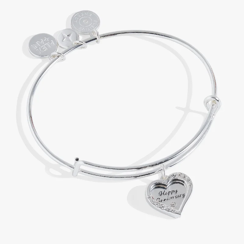 women's bracelets with onyx -Anniversary Heart Bangle