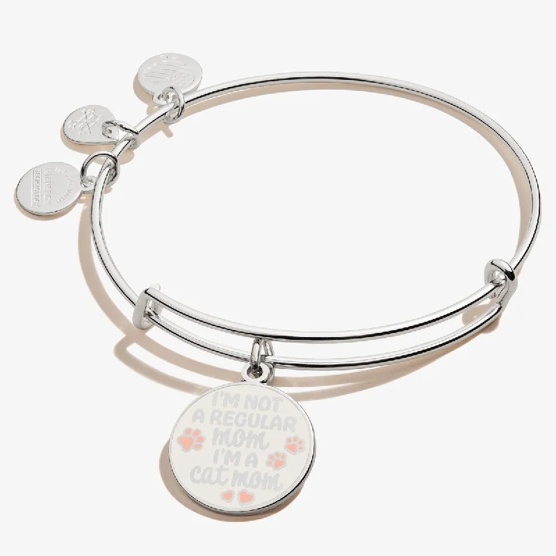 women's bracelets adjustable leather band -'I’m A Cat Mom' Charm Bangle