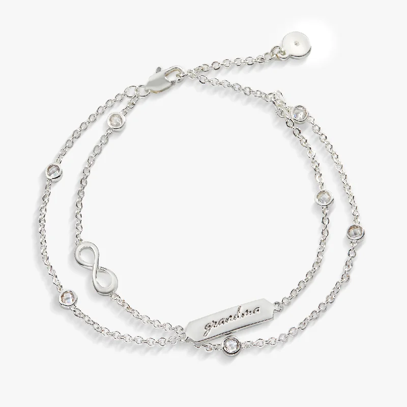 women's bracelets for bridesmaids -'Grandma' Infinity Chain Bracelet, Adjustable