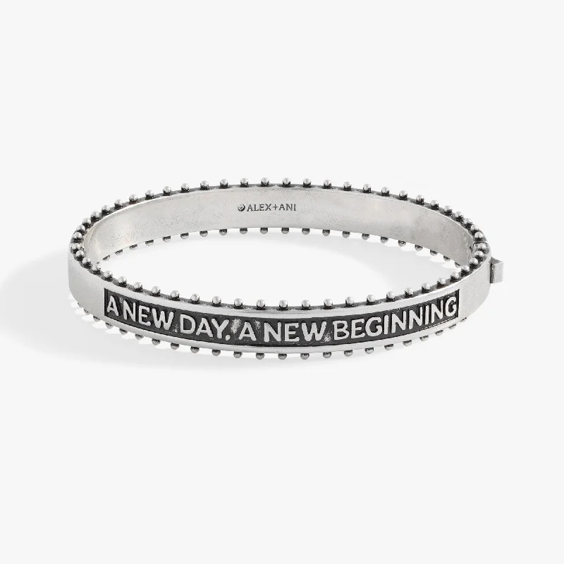 women's bracelets with sparkling diamonds -A New Day A New Beginning Hinge Bracelet