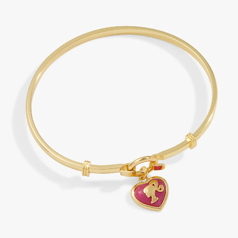 women's bracelets with animal motifs -Barbie™ Silhouette Heart Charm Tension Bangle