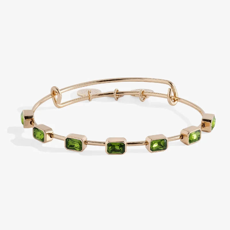 women's bracelets with charms -August Birthstone Emerald Cut Bangle