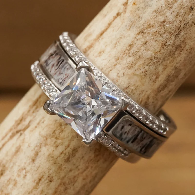 engagement rings with heart-shaped stones -The Grand Kenai Wedding Set