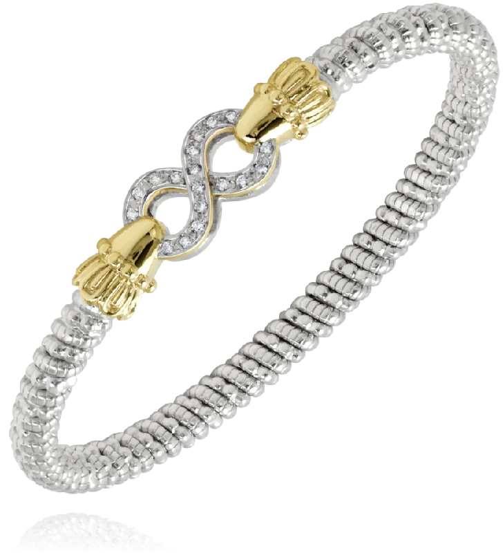 women's bracelets fashion-forward -Vahan - 14K Gold & Sterling Silver Diamond Bracelet