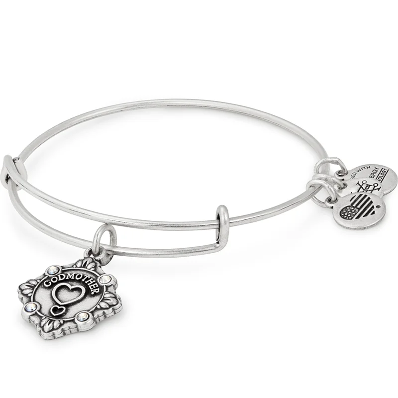 women's bracelets with sparkling diamonds -'Godmother' Charm Bangle