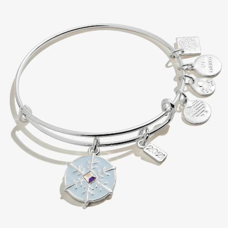 women's bracelets with gold accents -2021 Snowflake Charm Bangle